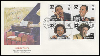 3103a / 32c Songwriters : American Music Series Se-tenant Block Fleetwood 1996 First Day Cover