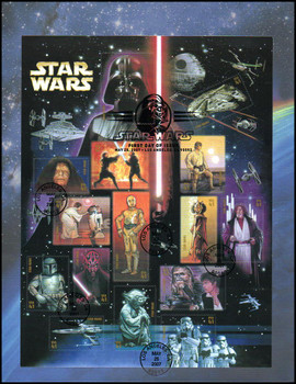 4143 / 41c Star Wars Sheet of 15 Oversized Large Format Fleetwood 2007 FDC