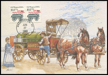 2130a / 10.1c Oil Wagon 1890s Coil Pair : Transportation Series 1988 Fleetwood Maximum Card