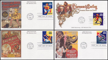 2750 - 2753 / 29c Circus Set of 4 Mystic 1993 First Day Covers