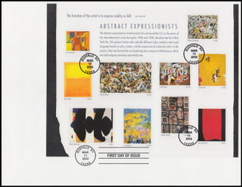 4444 / 44c Abstract Expressionist Paintings Pane of 10 Oversized Large Format Fleetwood 2010 FDC