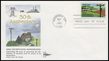 2144 / 22c Rural Electrification Administration Gill Craft 1985 FDC