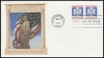 O144 / F Rate ( 29c ) Official Mail Coil Pair 1991 Fleetwood First Day Cover