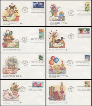 2267 - 2274 / 22c Special Occasions Set of 8 Gill Craft 1987 FDCs