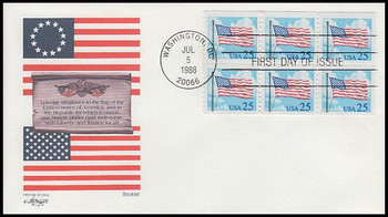 2285c / 25c Flag and Clouds Booklet of 6 Artmaster 1988 First Day Cover