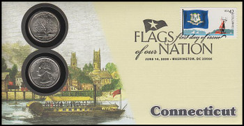 4281 / 42c Flags Of Our Nation : Connecticut State Quarter Coin Fleetwood 2008 First Day Cover