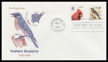3033 / 3c Eastern Bluebird : Flora and Fauna Series Artmaster 1996 FDC