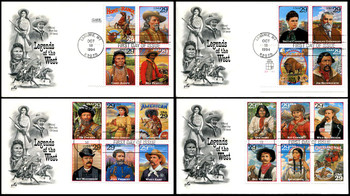 2869a - t  29c Legends of the West Laramie,WY Postmark - All 20 Stamp on 4 Artcraft 1994 FDCs