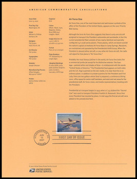 4144 / $4.60 Air Force One Priority Mail 2007 USPS #07-20 Souvenir Page
