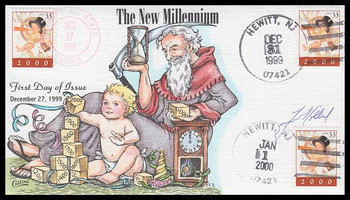 3369 / 33c Year 2000 : New Millennium 1999 Collins Hand-Painted FDC #1