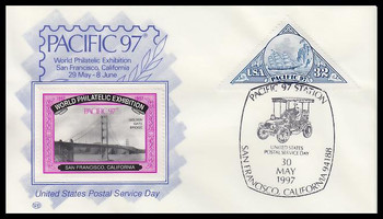 3130 / 32c Clipper Ship Pacific '97 May 30th Purple Cinderella Stamp Cachet WP Event Show Cover