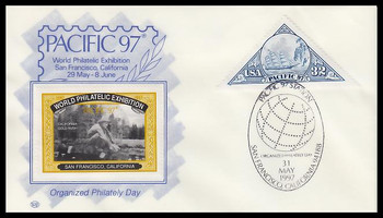 3130 / 32c Clipper Ship Pacific '97 May 31st Yellow Cinderella Stamp Cachet WP Event Show Cover