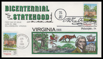 2345 / 25c Virginia 1988 Collins Hand-Painted FDC
