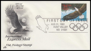 2542 / $14 Express Mail Eagle in Flight International Rate 1991 Artcraft FDC