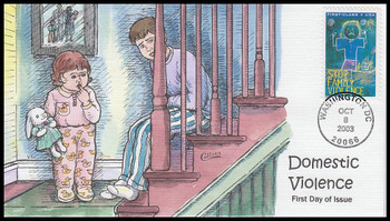 B3 / Stop Family Violence 42c ( 37c + 8c ) Non-Denominated Semipostal 2003 Collins Hand-Painted FDC