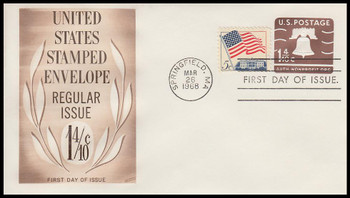 U548 / 1 4/10c Liberty Bell Embossed Stationary Envelope 1968 Fleetwood First Day Cover