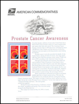 3315 / 33c Prostate Cancer Awareness 1999 USPS American Commemorative Panel #572