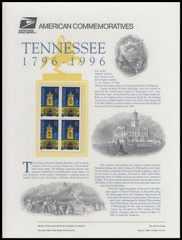 3070 / 32c Tennessee Statehood 1996 USPS American Commemorative Panel #487