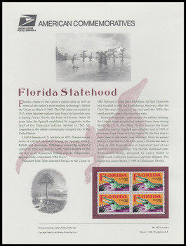 2950 / 32c Florida Statehood 1995 USPS American Commemorative Panel #453