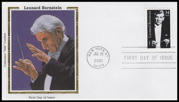3521 / 34c Leonard Bernstein 2001 Colorano Silk FDC