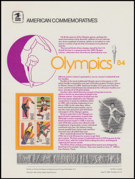 C104 / 28c Summer Olympics 1983 USPS American Commemorative Panel #192 (SOME TONING ON BACKSIDE)