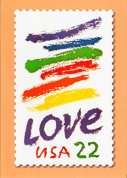 1985 Brush Strokes Love Stamp Collectible Postcard