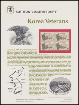 2152 / 22c Korean War Veterans 1985 USPS American Commemorative Panel #246 (SOME TONING ON BACKSIDE)