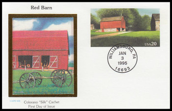 UX198 / 20c Red Barn 1995 Colorano Silk Postal Card FDC