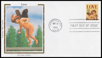 2957 / 32c Love Cherub Sheet Issue / Love Stamp Colorano Silk 1995 First Day Cover