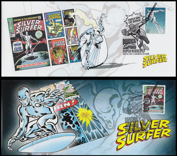 4159f and 4159p / 41c Silver Surfer : Marvel Comics Set of 2 Photo File 2007 FDCs