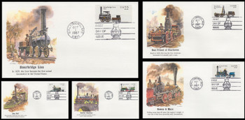 2362 - 2366 / 22c Locomotives Booklet Set of 5 Fleetwood 1987 First Day Covers