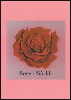 1981 18c Red Rose Stamp Collectible Postcard