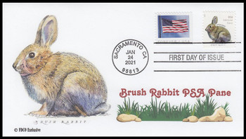 5544 / 20c Brush Rabbit Pane 2021 FDCO Exclusive First Day Cover