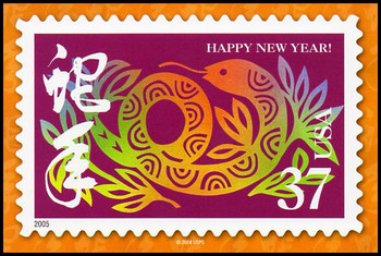 Year of the Snake - Chinese Lunar New Year Collectible Postcard Year of the Snake - Chinese Lunar New Year Collectible Postcard