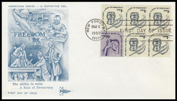 1811 / 1c Inkwell and Quill Coil Strips1980 Gill Craft First Day Cover