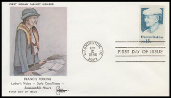 1821 / 15c Frances Perkins 1980 Gill Craft First Day Cover