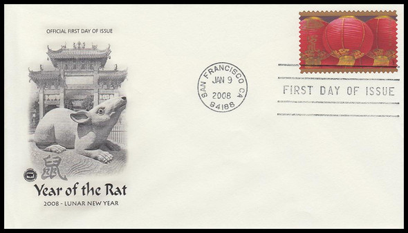 4221 / 41c Year of the Rat : Chinese Lunar New Year 2008 PCS First Day Cover