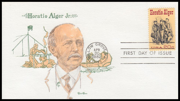 2010 / 20c Horatio Alger : Author 1982 Tudor House First Day Cover