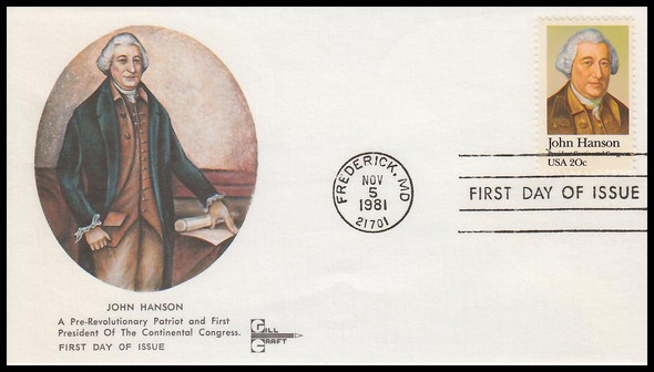 1941 / 20c John Hanson 1981 Gill Craft First Day Cover