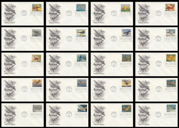 3142a - t / 32c Classic American Aircraft Set of 20 Artcraft 1997 FDCs