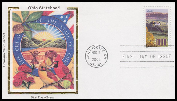 3773 / 37c Ohio Statehood 200th Anniversary 2003 Colorano Silk First Day Cover