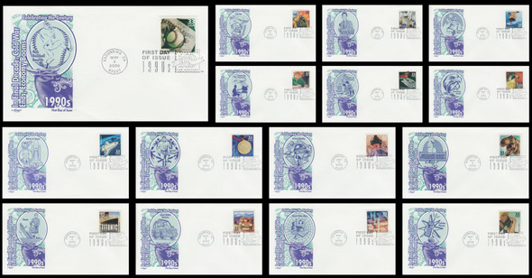 3191a-o / 33c Celebrate The Century ( CTC ) 1990s Set of 15 Artmaster 1999 FDCs