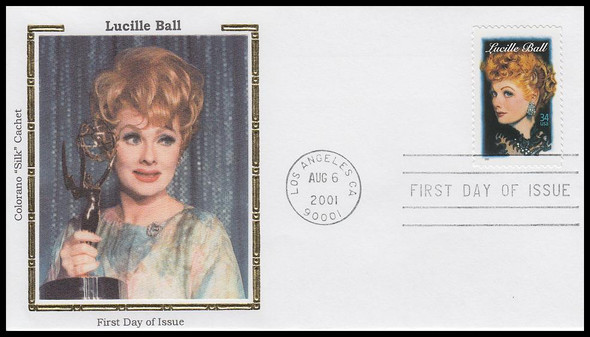 3523 / 34c Lucille Ball : Legends of Hollywood Series 2001 Colorano Silk First Day Cover