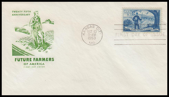 1024 / 3c Future Farmers of America 1953 House of Farnam FDC ( Light Toning Throughout )