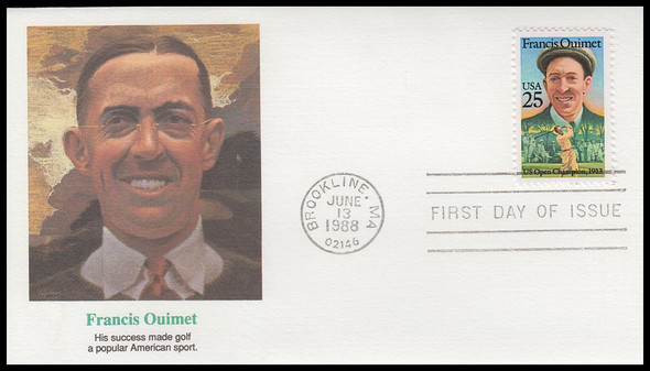 2377 / 25c Francis Ouimet : U.S. Open Golf Champion 1988 Fleetwood First Day Cover