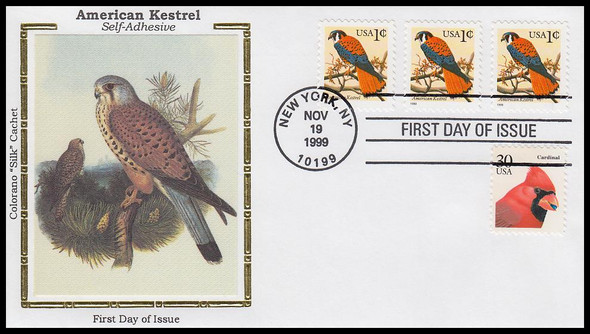 3031 / 1c American Kestrel 1999 Colorano Silk First Day Cover