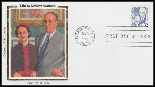 2936 / 32c Lila and DeWitt Wallace 1998 Colorano Silk First Day Cover