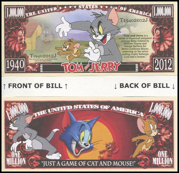 Tom and Jerry Cartoon Million Dollar Novelty Commemorative Bill