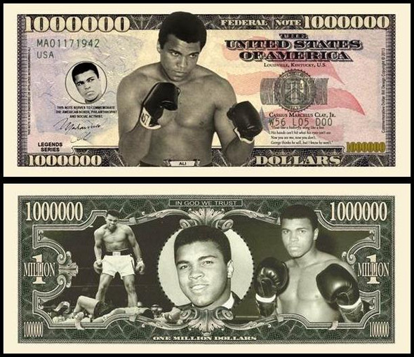 Muhammed Ali : Boxing Million Dollar Novelty Commemorative Bill