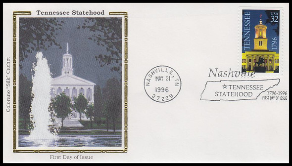 3071 / 32c Tennessee Statehood Bklt 1996 Colorano Silk First Day Cover